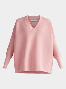  Pink V-Neck Ribbed Jumper