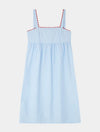 Pale Blue Midi Nightdress With Red Ric Rac - 100% Cotton Poplin Sarah Brown London