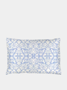  Pale Blue With White Hummingbird Damask Pattern Silk Pillowcase Long Studio Design