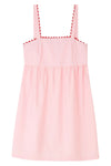 Pale Pink Mini Nightdress With Red Ric Rac - 100% Cotton Poplin Sarah Brown London