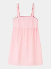 Pale Pink Mini Nightdress With Red Ric Rac - 100% Cotton Poplin Sarah Brown London