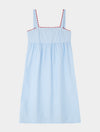 Pale Blue Midi Nightdress With Red Ric Rac - 100% Cotton Poplin Sarah Brown London