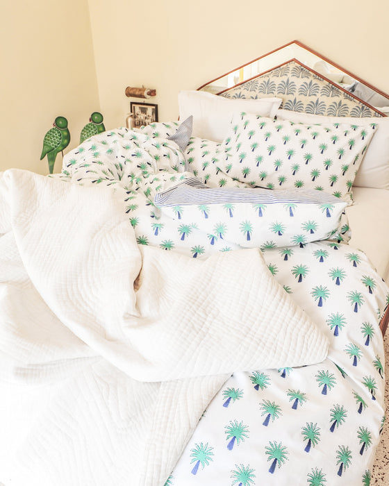 Turquoise Palm Tree Bedding Set