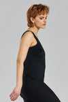 Pandorea Embroidered Ethical-Cotton Twist-Back Vest - Volcanic Black Peachaus