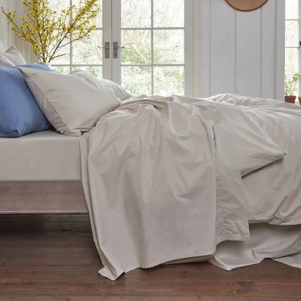 Parchment Washed Cotton Percale Flat Sheet Piglet