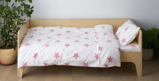 Pastel Pink Star Toddler Cot Bed Duvet Set Lulu and Nat