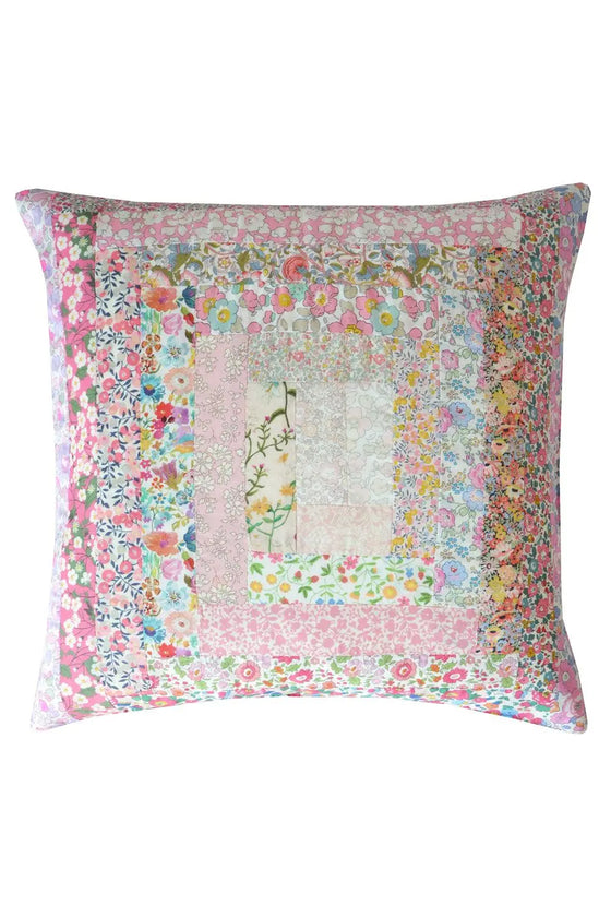 Patchwork Cushion Made With Pink Liberty Fabric Coco & Wolf