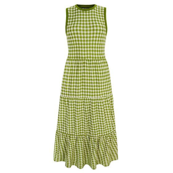 Paula Gingham Cotton Knitted Maxi Dress - Green Cara & The Sky