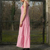 Paula Gingham Cotton Knitted Maxi Dress - Hot Pink Cara & The Sky