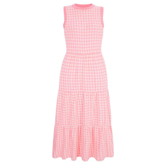 Paula Gingham Cotton Knitted Maxi Dress - Light Pink Cara & The Sky