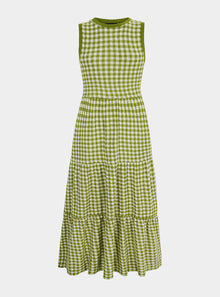  Paula Gingham Cotton Knitted Maxi Dress - Green