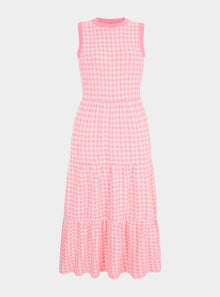 Paula Gingham Cotton Knitted Maxi Dress - Light Pink