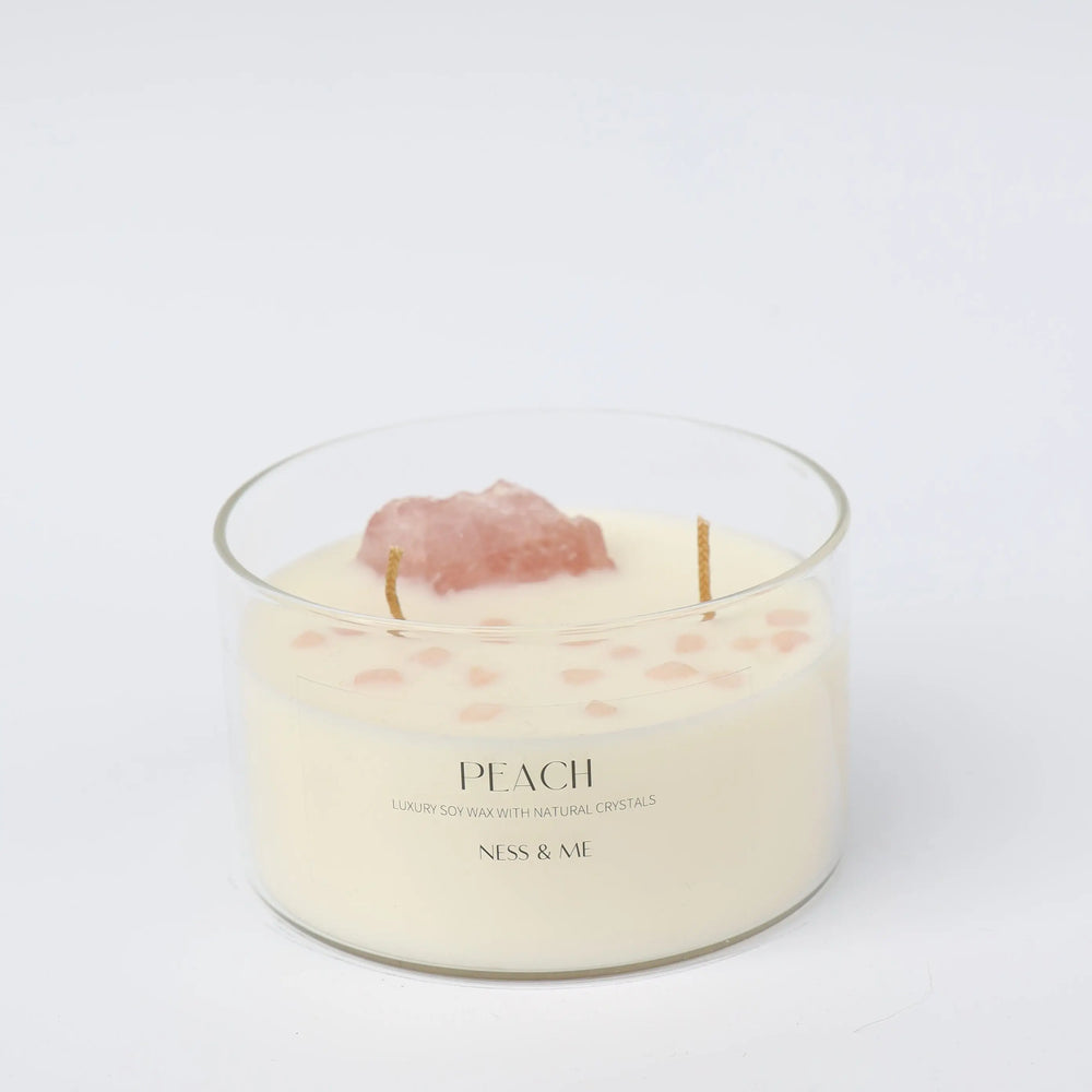 Peach Luxury 2- Wick Crystal Soy Wax Candle 280g NESS & ME