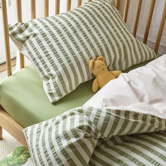 Pear Seersucker Kids Stripe Cotton Bedding Set Piglet