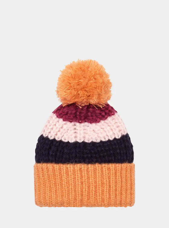 Phoebe Stripe Beanie Bobble Hat - Berry Cara & The Sky