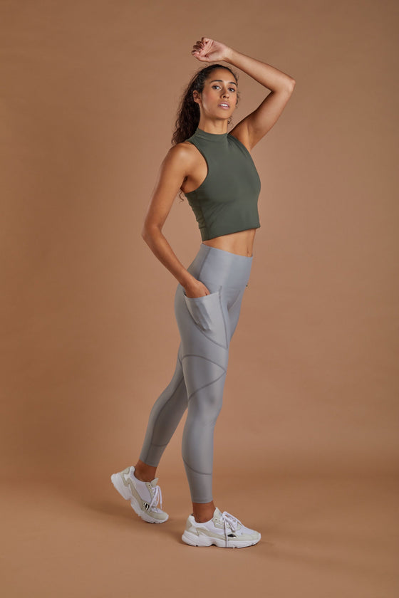 Women's Vital Crop Tank - Olive numbatsport