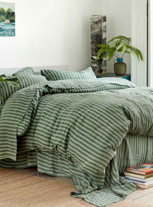  Pine Green Pembroke Stripe Linen Bedtime Bundle