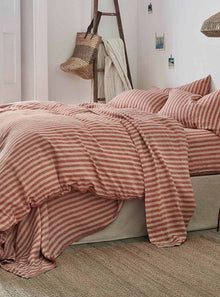  Sandstone Red Pembroke Stripe Linen Bedtime Bundle