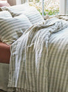 Pear Check Stripe Linen Flat Sheet