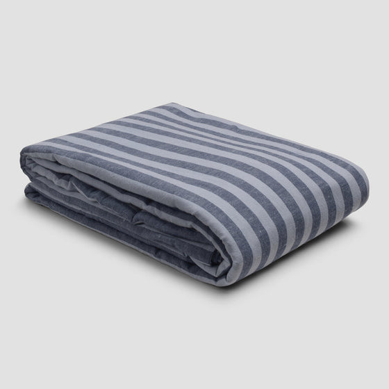 Dusty Blue Amberley Stripe Linen Duvet Cover