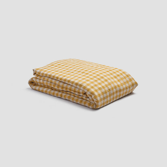 Honey Gingham Linen Duvet Cover