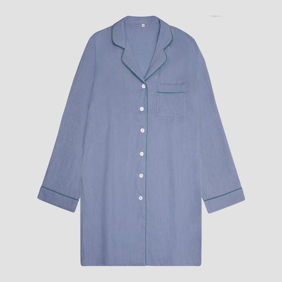 Wave Blue Linen Nightshirt Piglet