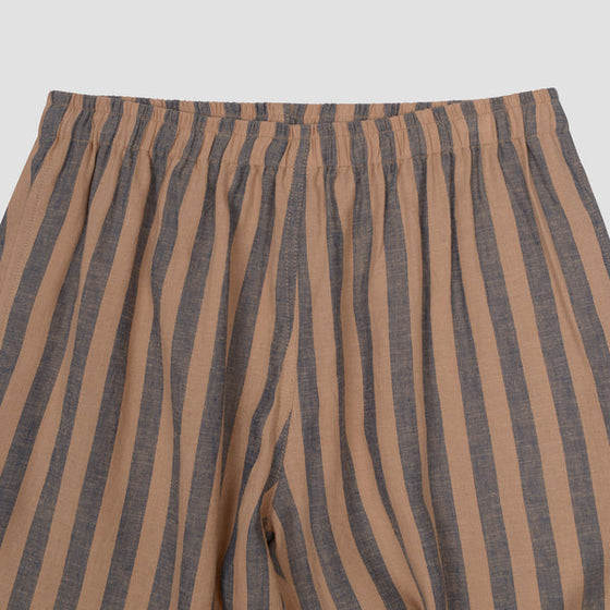 Blue & Porcini Striped Tencel Linen Blend Men's Pyjama Shorts Piglet