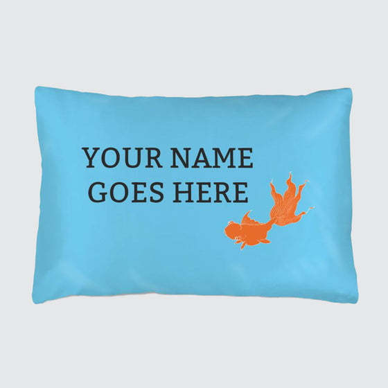 Silk Pillowcase - Personalised With a Name - Koi on Blue