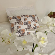  Silk Pillowcase With Orange and Tan Flower Lace Pattern