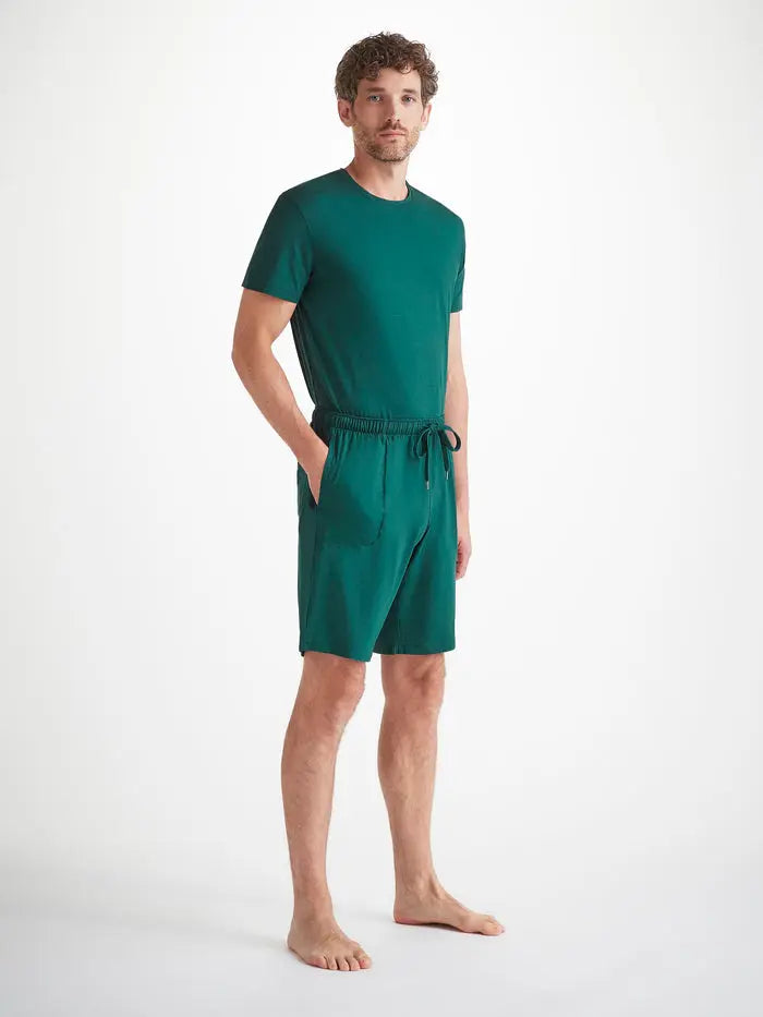 Pine Green Basel Micro Modal Stretch Men's Lounge Shorts Derek Rose