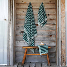  Pine Green Pembroke Stripe Cotton Towels Piglet