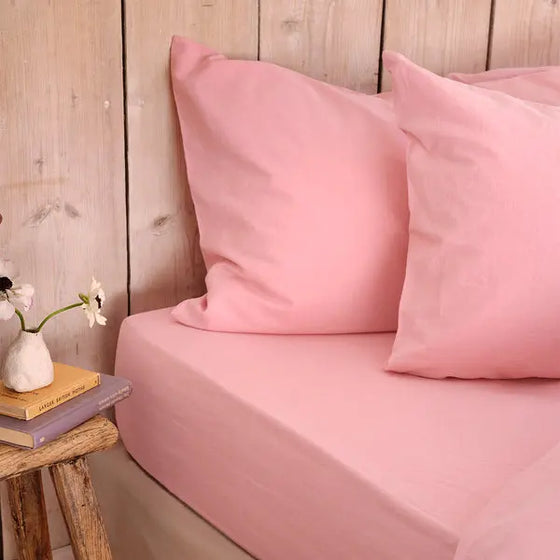 Pink Bloom Linen Blend Fitted Sheet Piglet