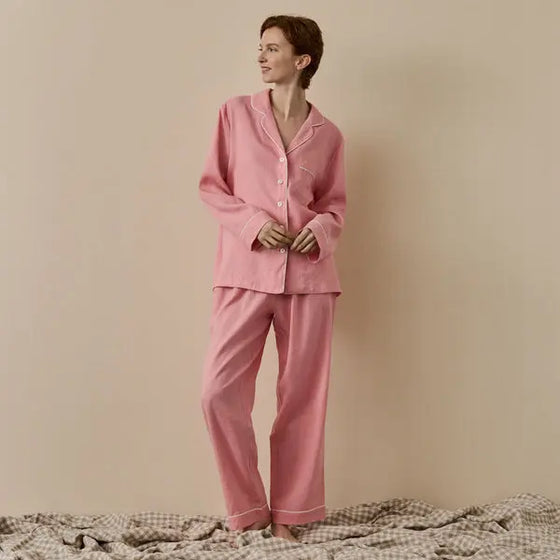 Pink Bloom Linen & Tencel Pyjama Trouser Set Piglet