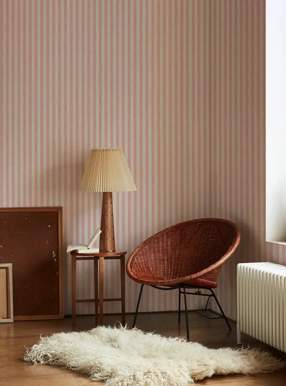 Pink Bloom Pembroke Stripe Wallpaper Piglet