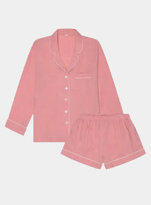  Pink Bloom Tencel Linen Blend Pyjama Shorts Set Piglet