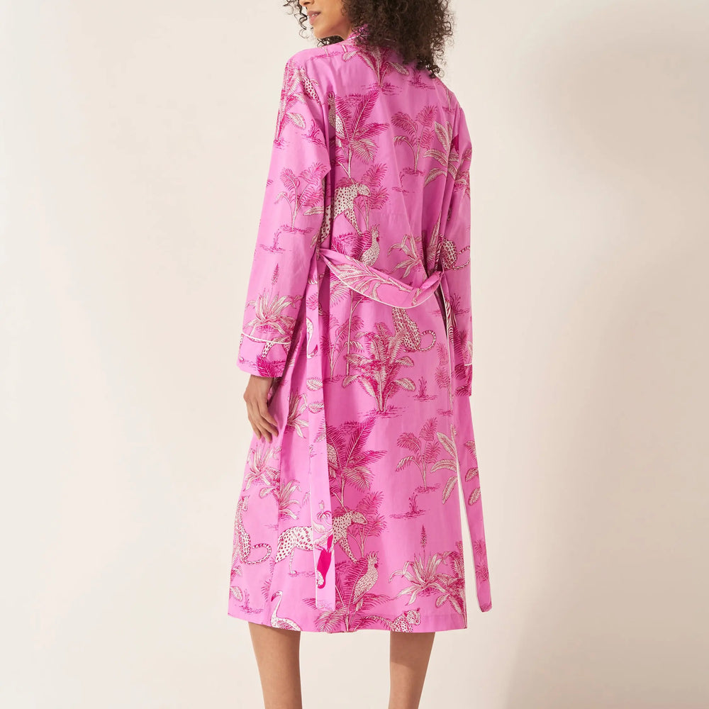 Pink Botanical Jungle Organic Cotton Robe Myza