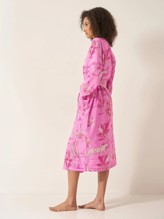 Pink Botanical Jungle Organic Cotton Robe Myza