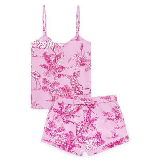 Pink Botanical Jungle Women's Cami Organic Cotton Short Set Myza