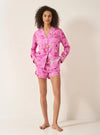 Pink Botanical Jungle Women's Long Sleeve Organic Cotton Pyjama Short Set Myza