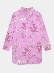  Pink Botanical Jungle Women's Organic Cotton Nightshirt Myza