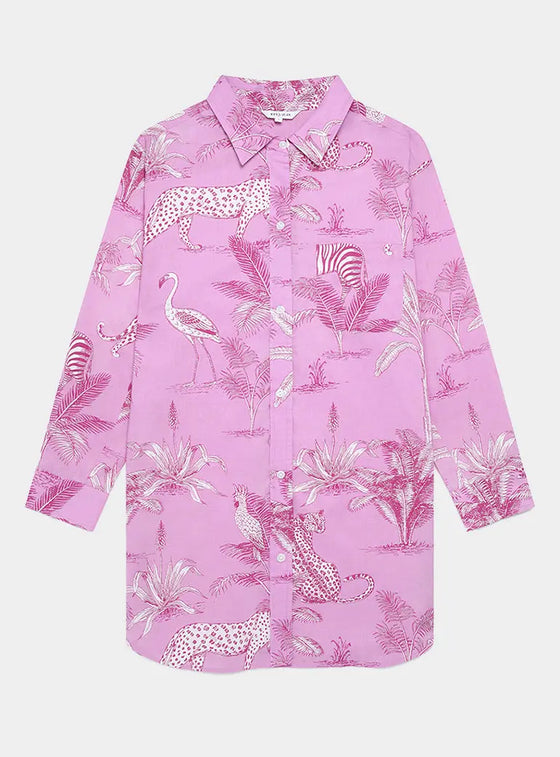 Pink Botanical Jungle Women's Organic Cotton Nightshirt Myza