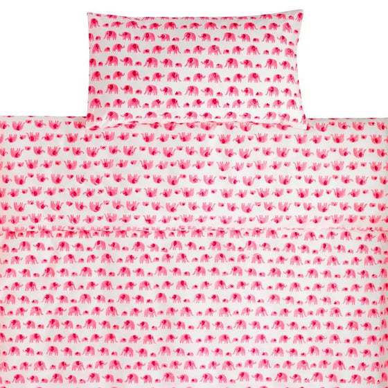 Pink Elephant Toddler Cot Bed Duvet Set Lulu and Nat