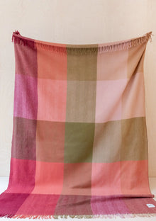  Pink Herringbone Block Check XL Recycled Wool Blanket