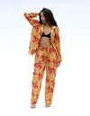 Yellow/ Pink Matching Set in  Cartagena Print Long Sleeve Pyjamas AMOKA DALO