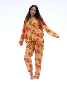  Yellow/ Pink Matching Set in  Cartagena Print Long Sleeve Pyjamas AMOKA DALO