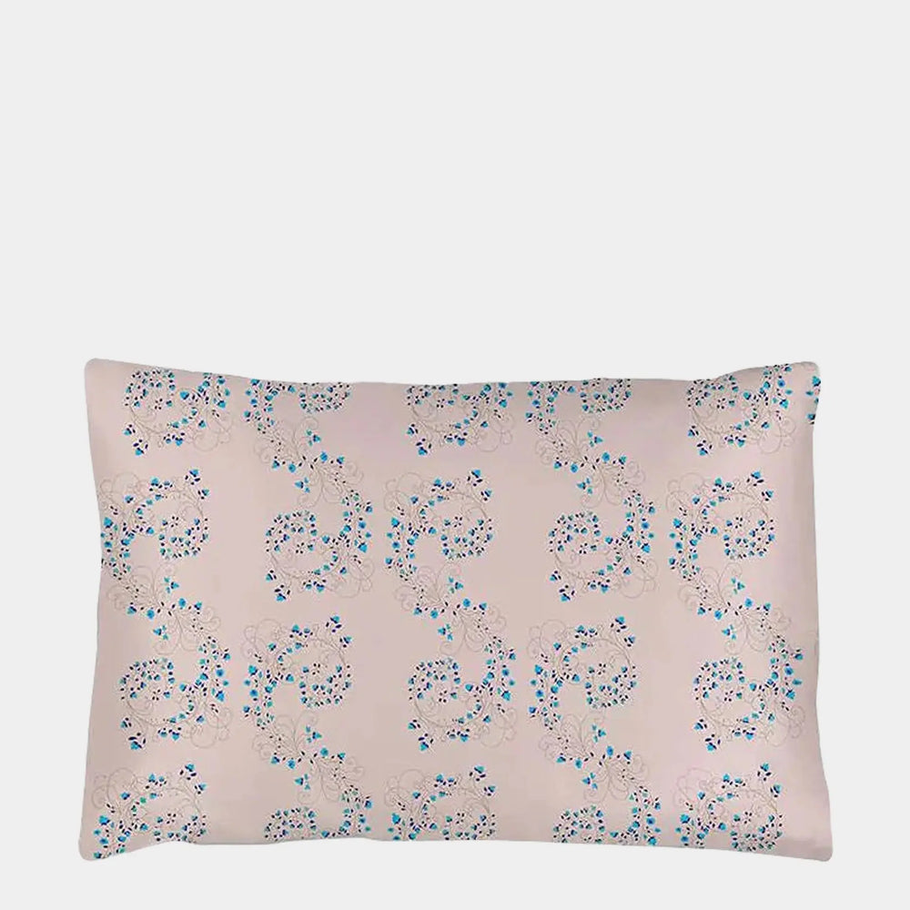 Pink With Fibonacci Turquoise Flowers Silk Pillowcase Long Studio Design