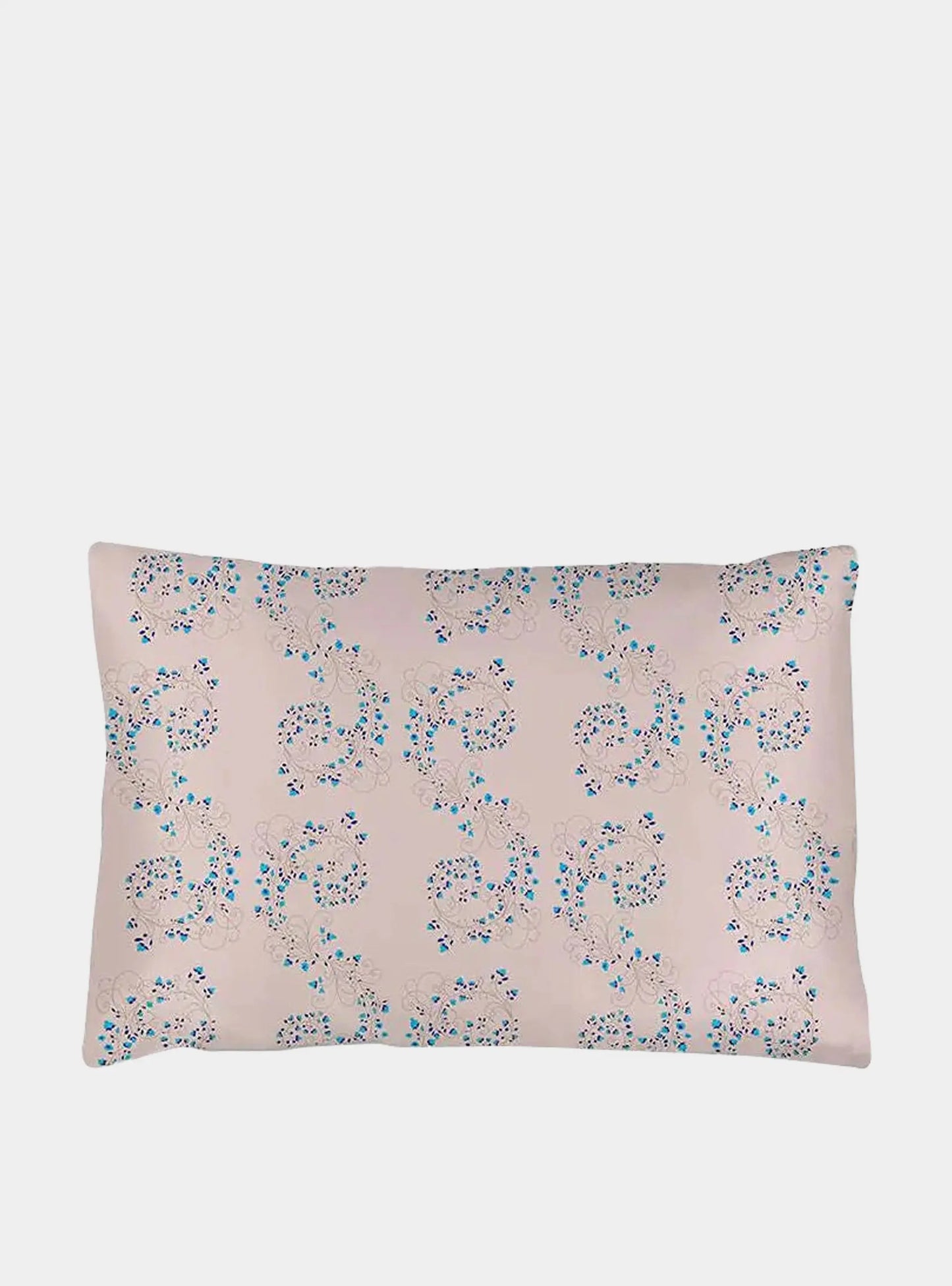 Pink With Fibonacci Turquoise Flowers Silk Pillowcase Long Studio Design