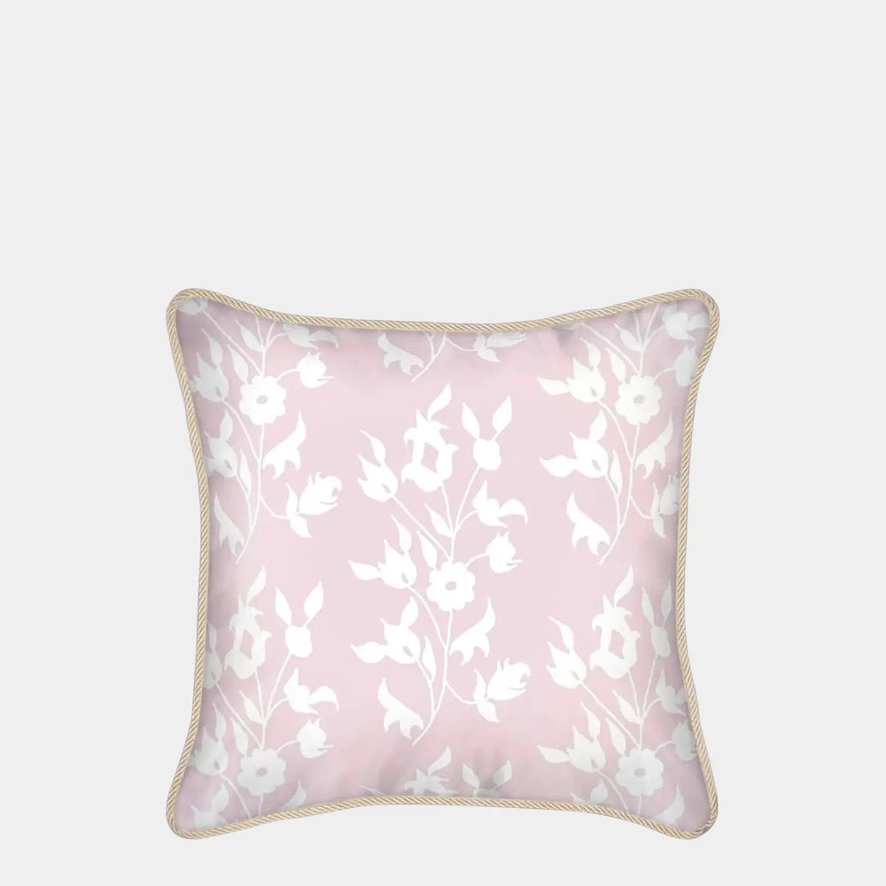 Pink With White Foliage Silk Cushion Long Studio Design