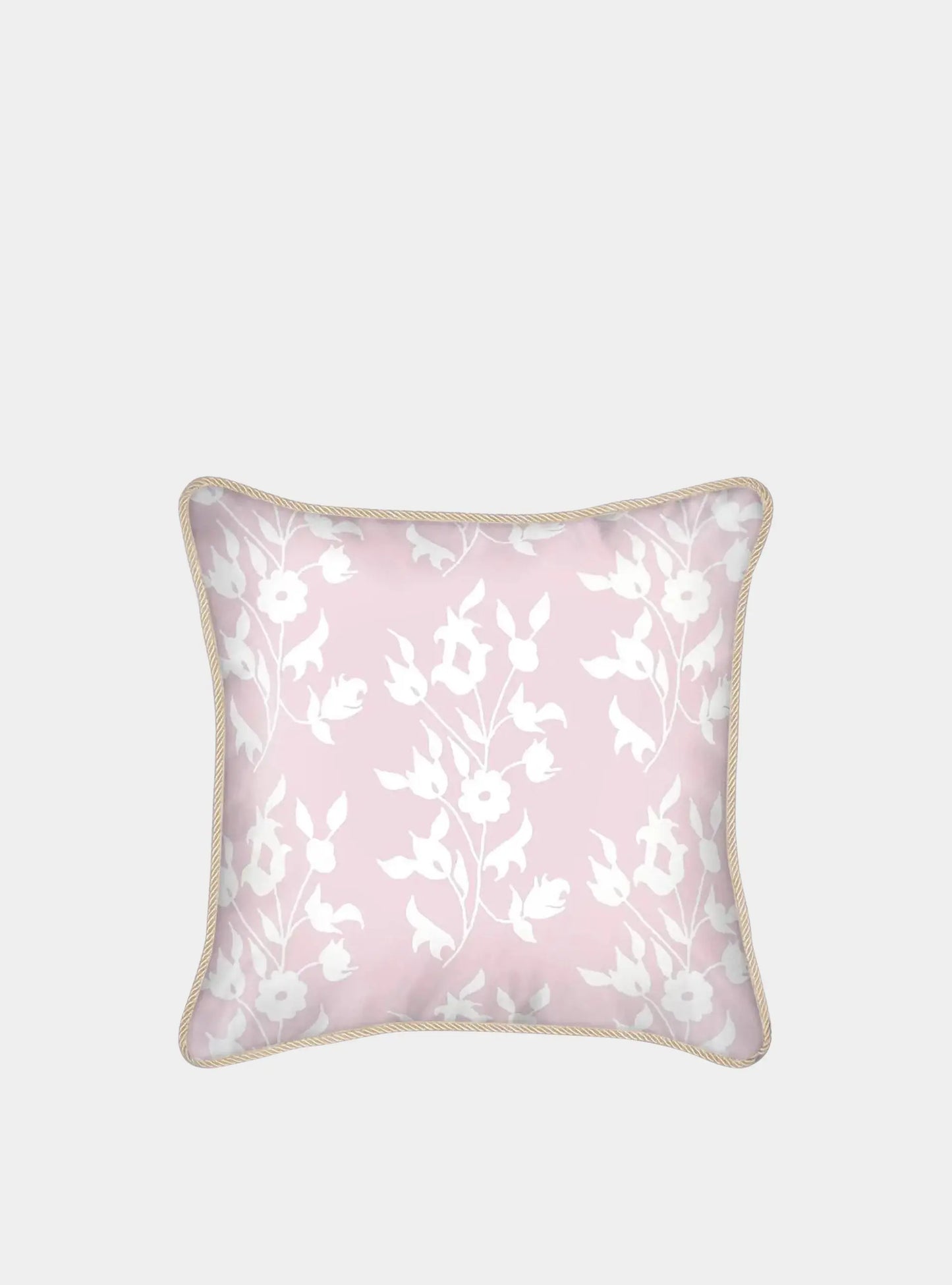 Pink With White Foliage Silk Cushion Long Studio Design