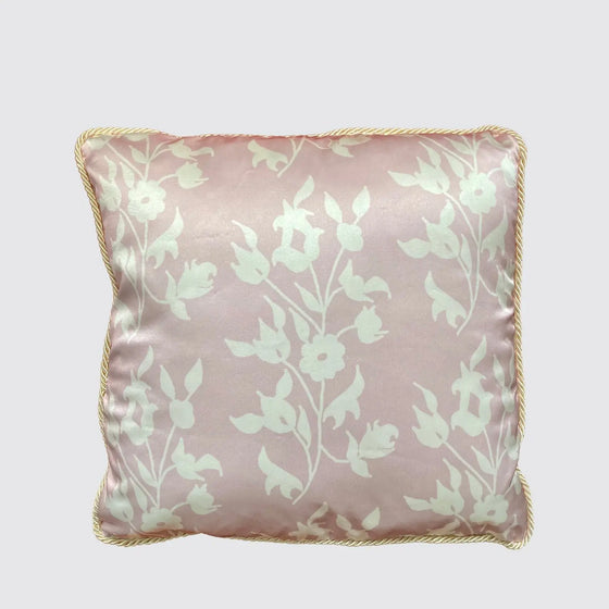 Pink With White Foliage Silk Cushion Long Studio Design